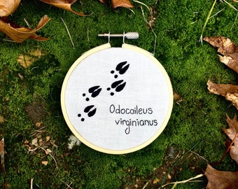 Deer Tracks Embroidery Hoop || Unique Gift for Animal and Nature Lovers || Wildlife Biology Artwork