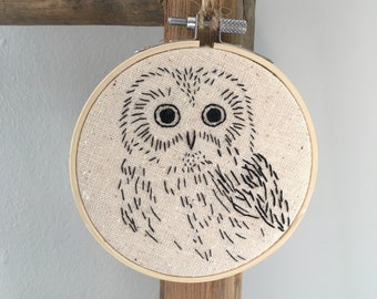 Owl Embroidery Hoop || Wall Hanging || Gift || Home Decor || Biological Illustration