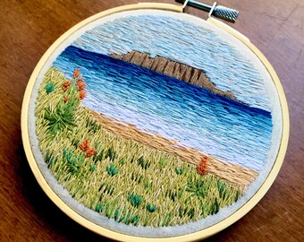 Table Mountain South Africa Embroidery Hoop || Handmade Artwork || Unique Gift for Nature and Travel Lovers