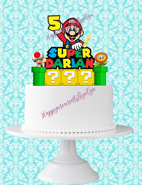 Kitchen Dining Bar 7 5 Super Mario Birthday Celebration Personalised Cake Topper Baking Accs Cake Decorating