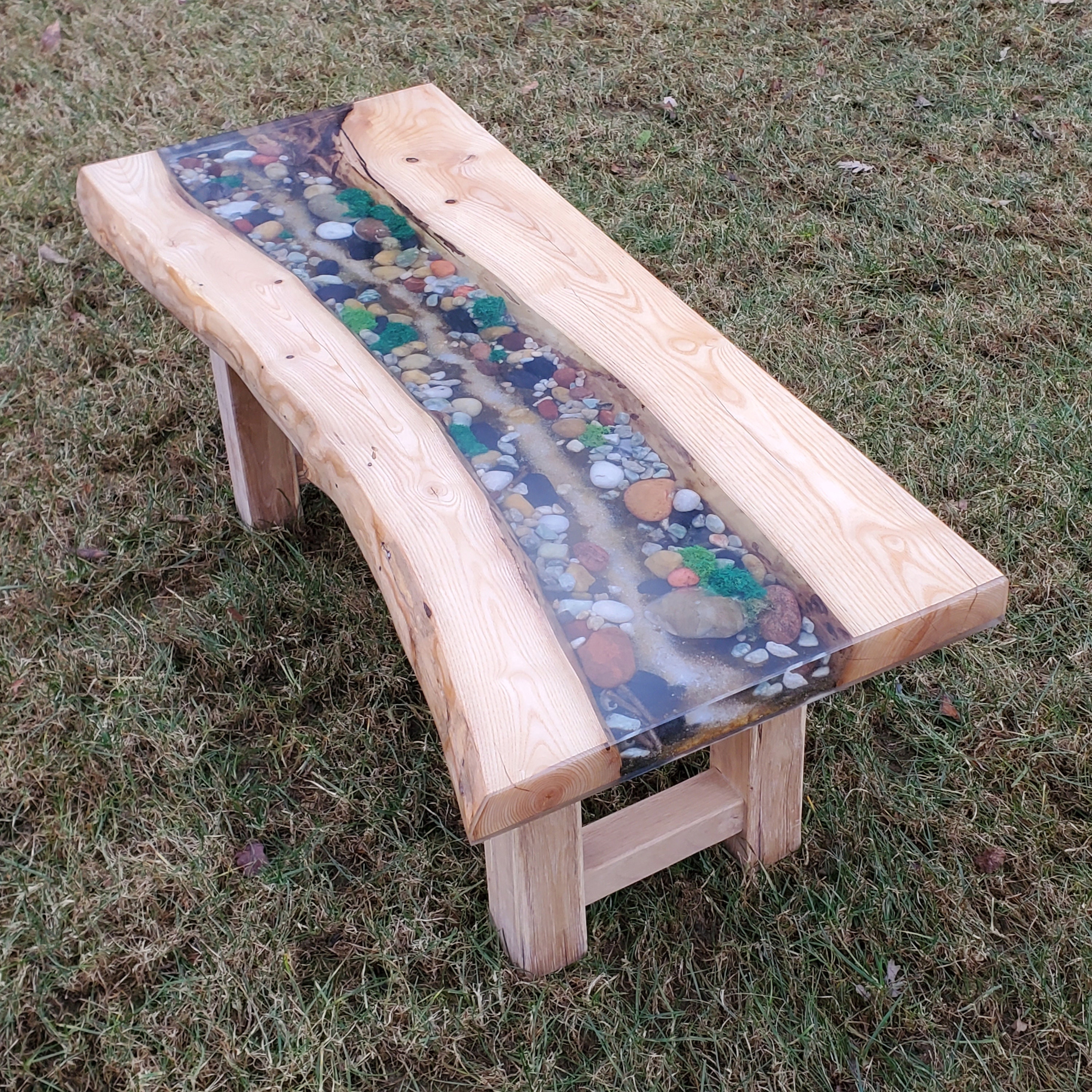 Handmade Epoxy Resin Console Table, River Rock Inlay - Etsy