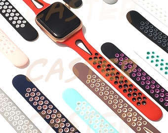 Soft Silicone Narrow Replacement Sports Band Compatible w/ Apple Watch Series 9, 8, 7, 6, 5, 4, 3, 2, 1 and SE