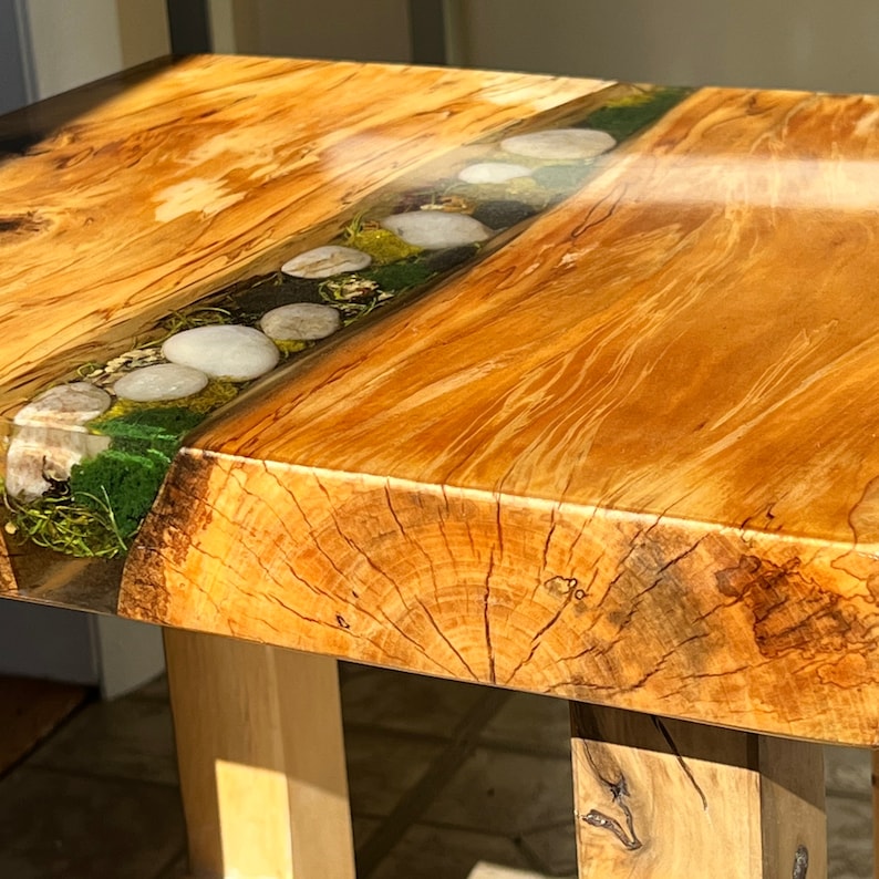 Epoxy Table Live Edge / Pebble Decor Table Live End Table / Etsy