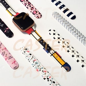 Soft Silicone Replacement Multicolor Band Compatible with Apple Watch Series 9, 8, 7, 6, 5, 4, 3, 2, 1, SE