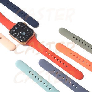 Soft Silicone Narrow Replacement Sports Band Compatible w/ Apple Watch Series 9, 8, 7, 6, 5, 4, 3, 2, 1, SE 38mm/40mm/41mm & 42mm/44mm/45mm