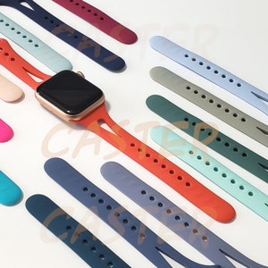 Soft Silicone Narrow Sports Band Compatible w/ Apple Watch Series 9, 8, 7, 6, 5, 4, 3, 2, 1, and SE | 38mm/40mm/41mm & 42mm/44mm/45mm