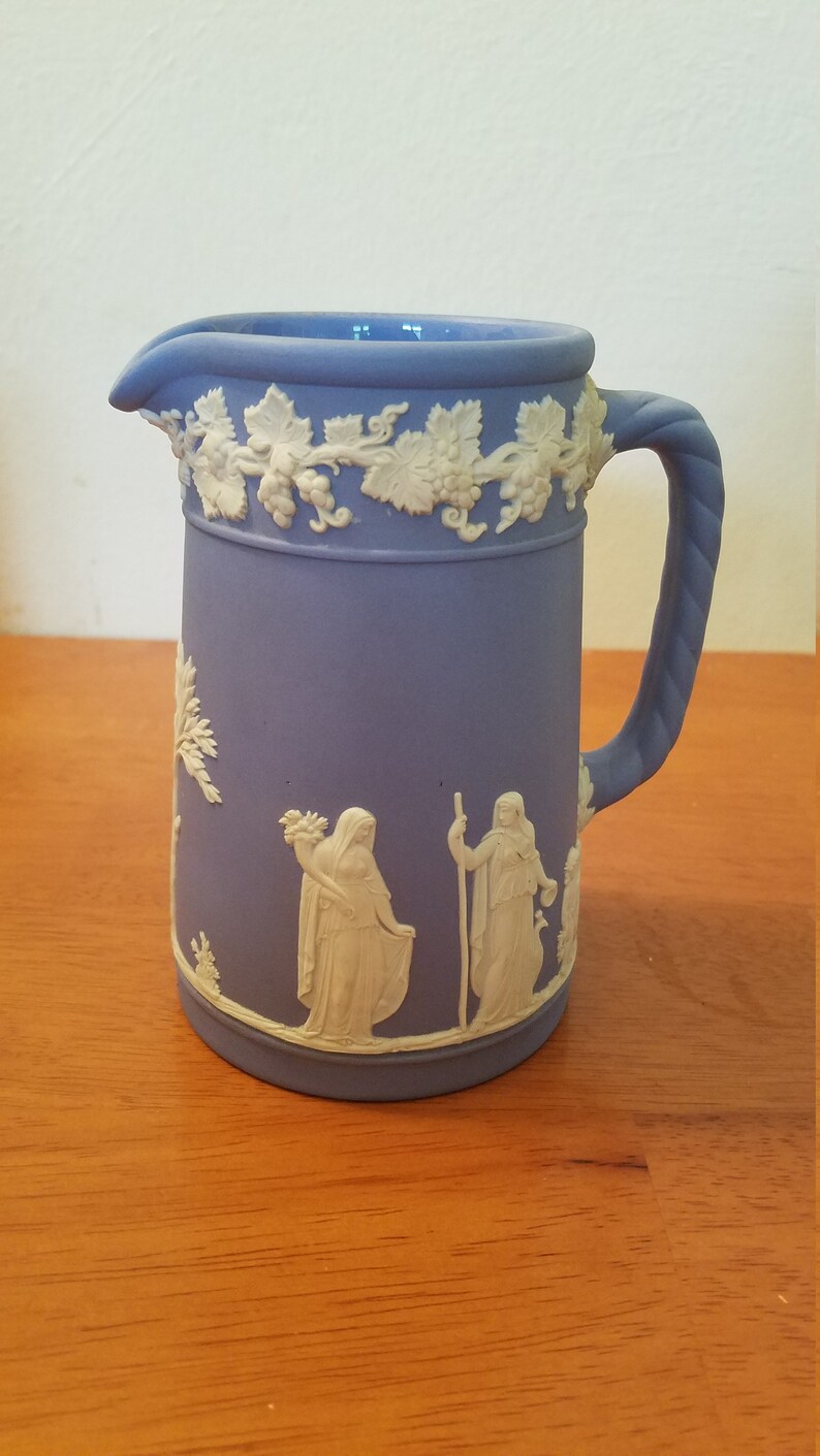 Wedgwood Blue Jasperware Pitcher 1956 Etsy