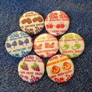 Dum Dums Sucker/ Lolli Pop Pin Back Buttons - Set or Individual