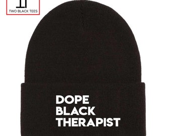Dope Black Therapist Toboggan Beanie Winter Hat