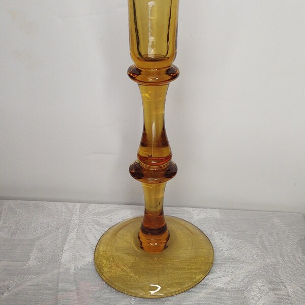 Amber Glass Candle Holder Etsy