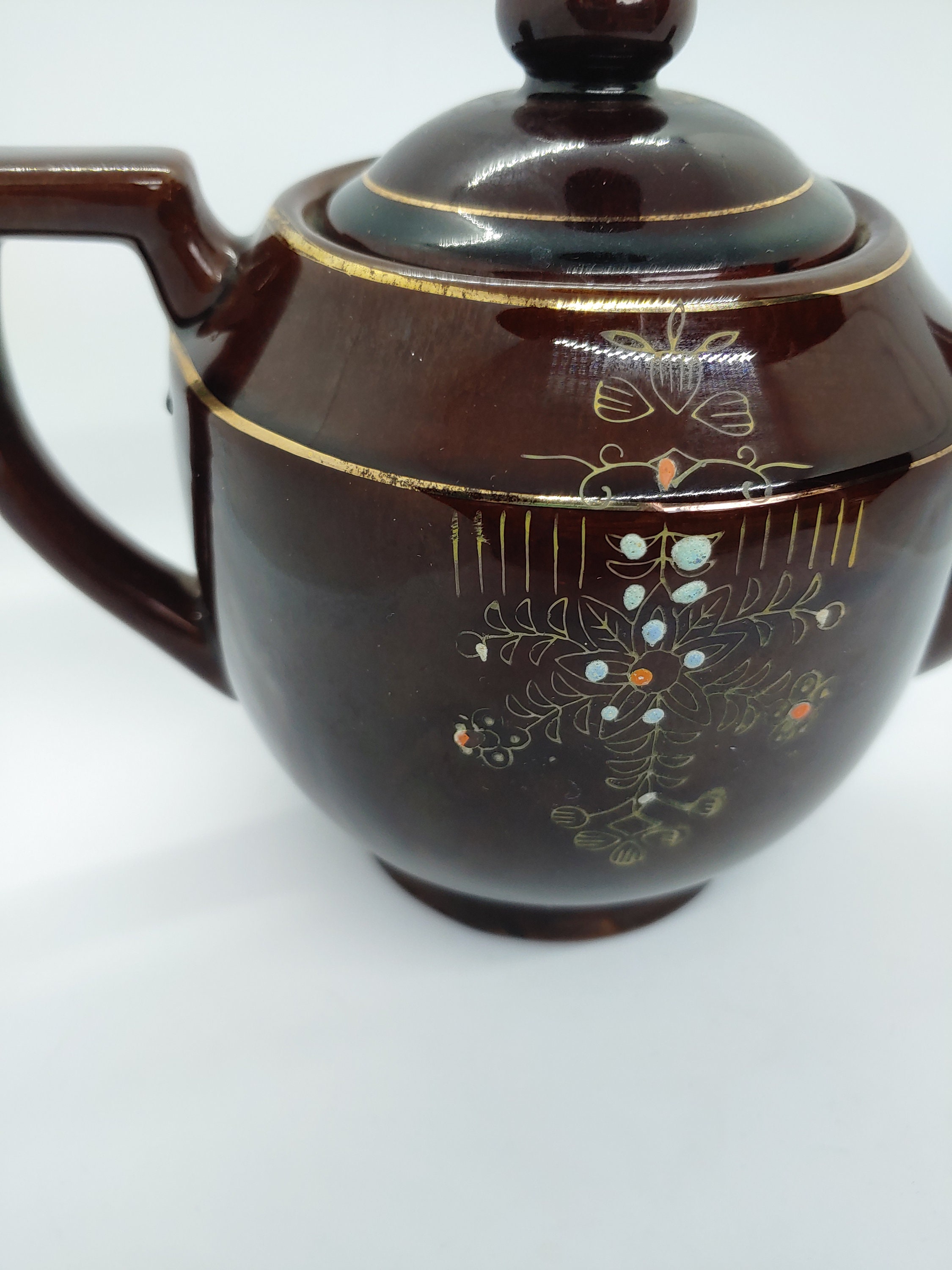 Japanese Teapot Oriental Tea Pot Brown Teapot Stoneware Tea Etsy