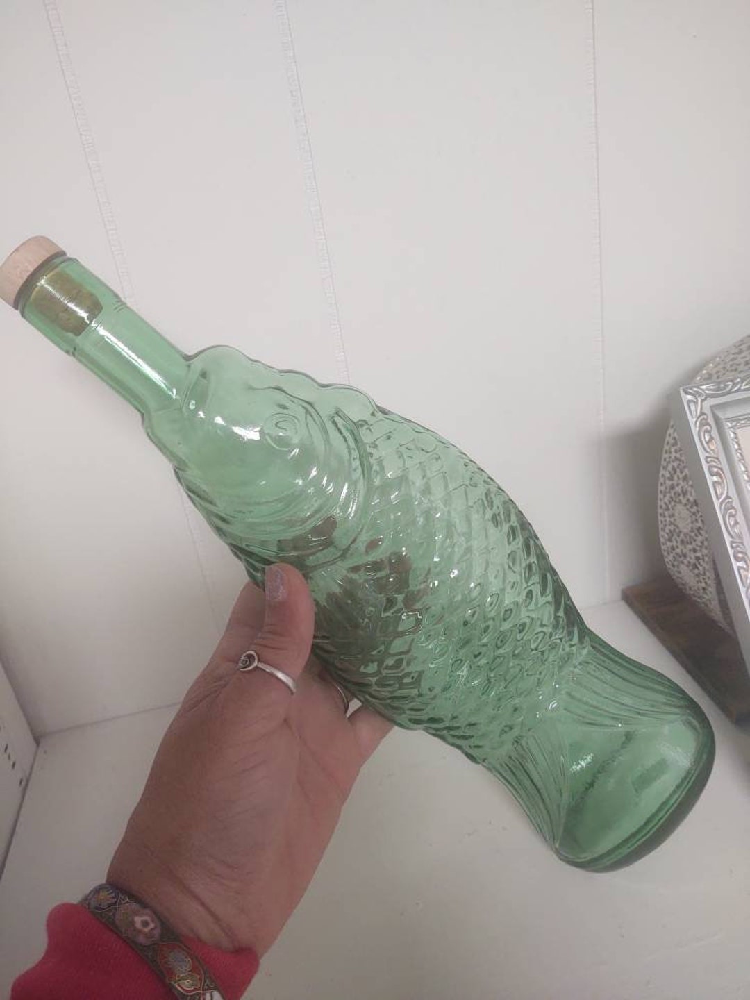 Vintage Green Fish Bottle Fish Vase Etsy