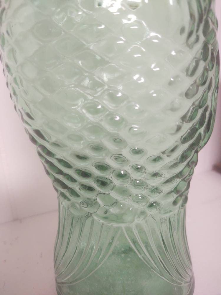 Vintage Green Fish Bottle Fish Vase Etsy