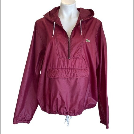 IZOD LACOSTE Vintage Maroon 1/4 Zip Hooded Windbr… - image 3