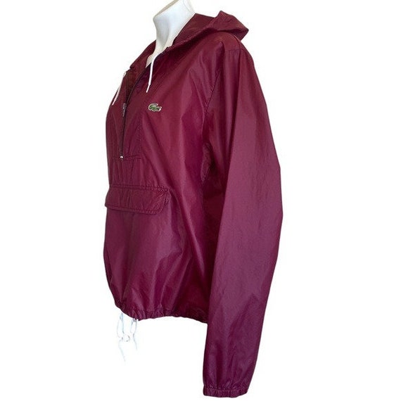 IZOD LACOSTE Vintage Maroon 1/4 Zip Hooded Windbr… - image 4