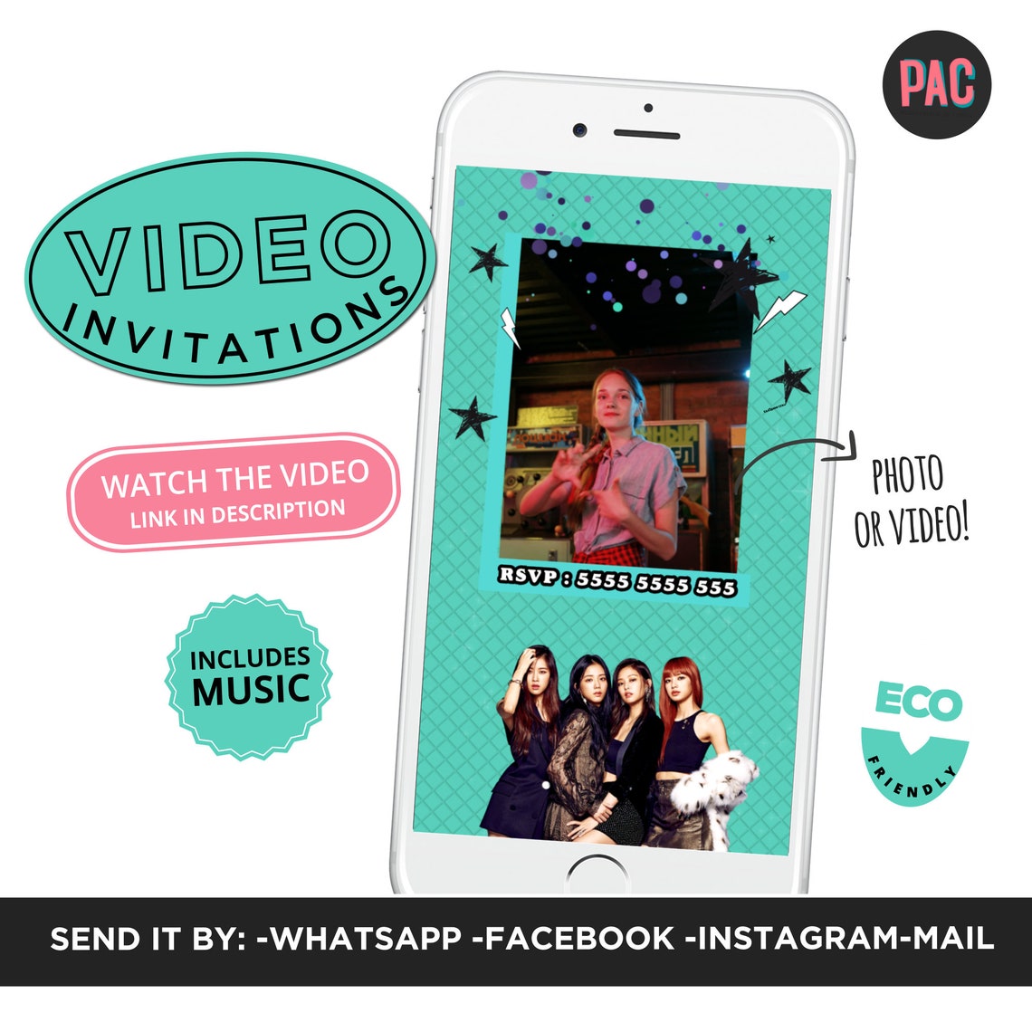 Blackpink Invitation birthday video invitation korean music Etsy