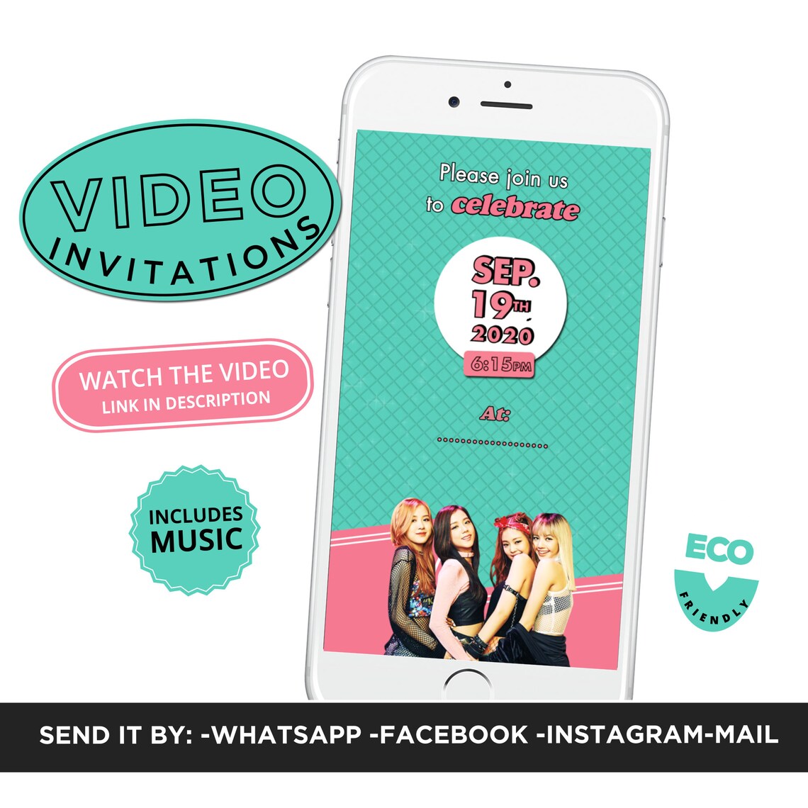 Blackpink Invitation birthday video invitation korean music Etsy