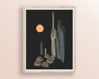 Cacti Sun Art Print - Art Print - Joshua Tree - Desert - Minimalist
