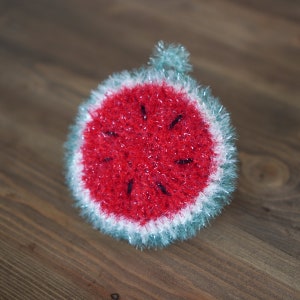 Watermelon Scrubby handmade crochet dishcloth, Korean scrubby yarn image 1