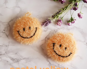 Two Smiling Face Dish scrubbers, Handmade & Eco friendly