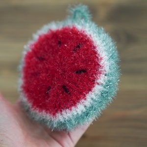 Watermelon Scrubby handmade crochet dishcloth, Korean scrubby yarn image 3