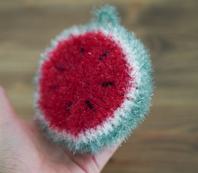 Watermelon Scrubby handmade crochet dishcloth, Korean scrubby yarn image 3