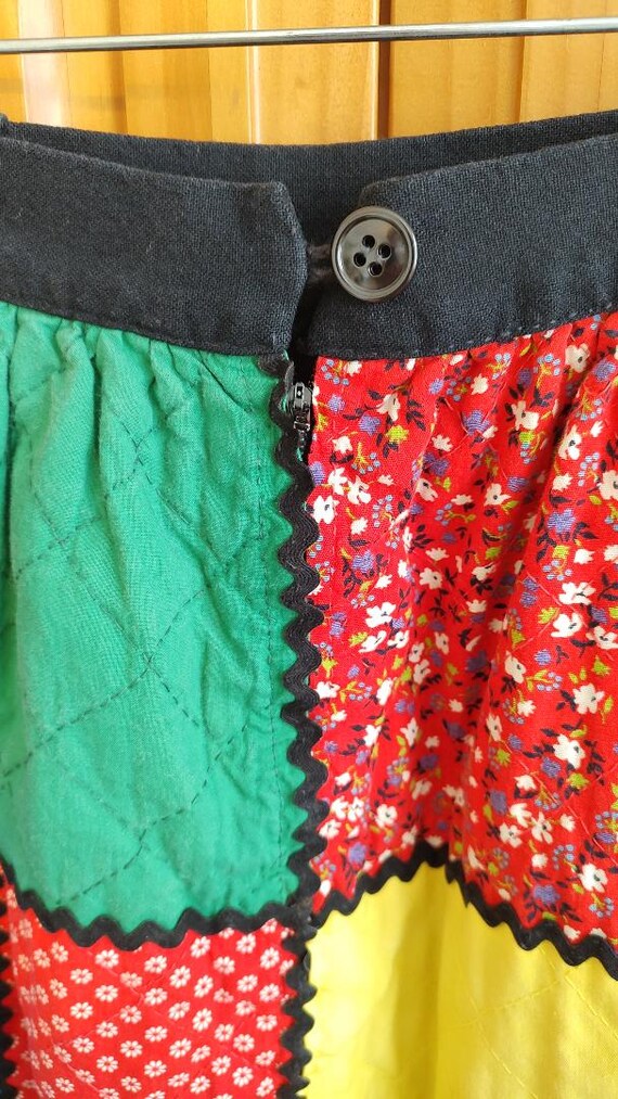Vintage Handmade Quilted Patchwork Maxi Skirt: Bo… - image 3