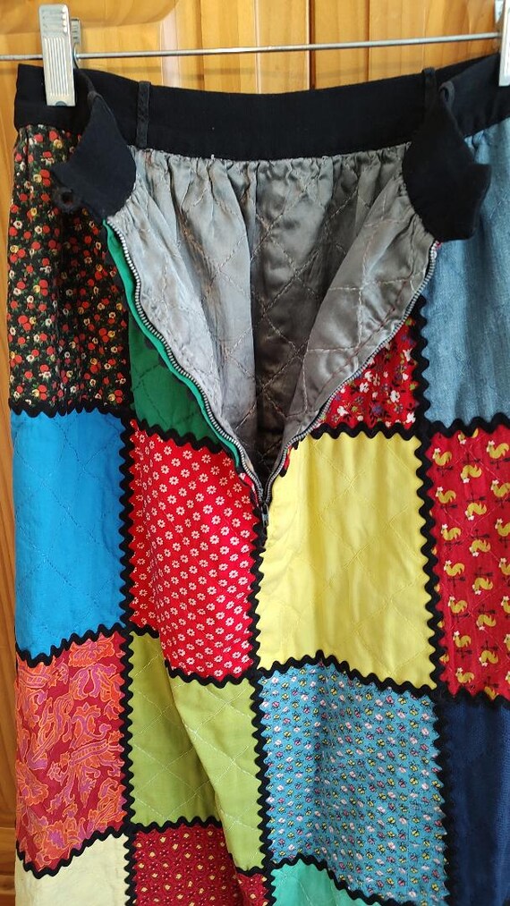 Vintage Handmade Quilted Patchwork Maxi Skirt: Bo… - image 7