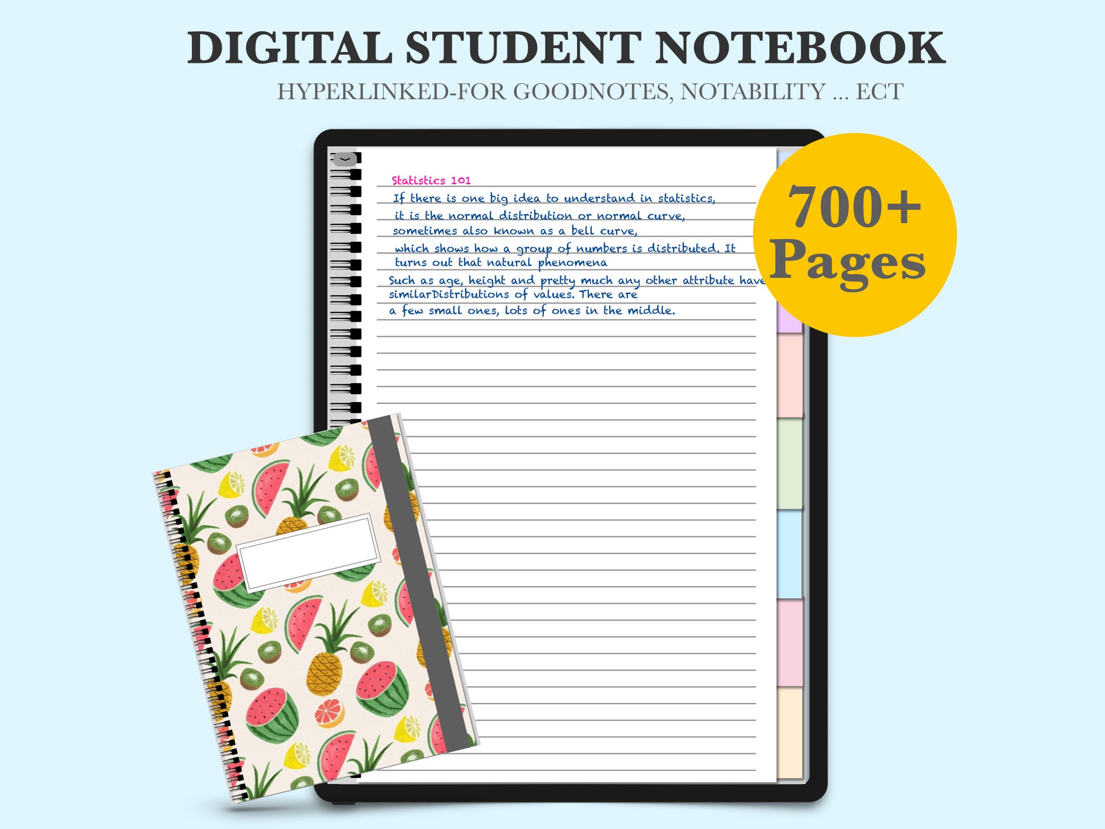Digital Notebook Student Notebook 700 Pages Dividers Etsy