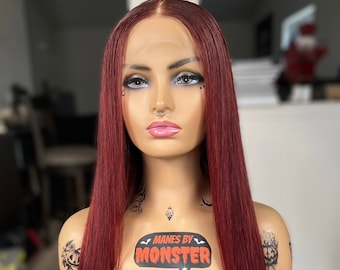 Red Human Hair Wig - 180% Density 13x4/13x6/T-Part Lace Front Wig