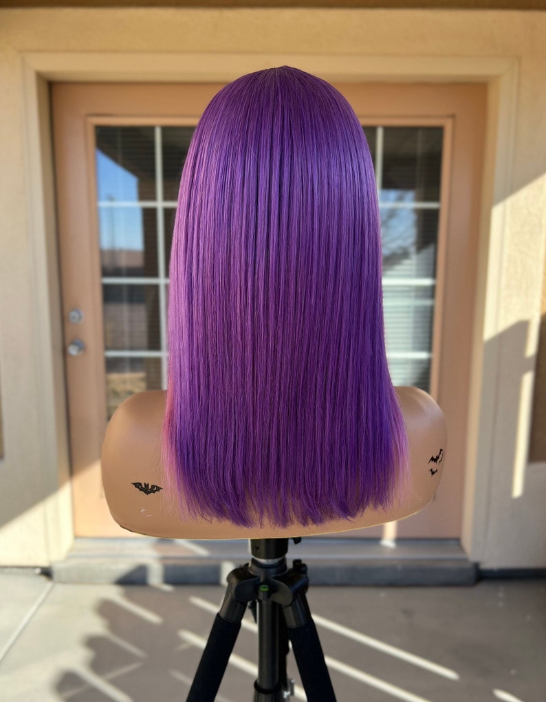 Vibrant Lilac Purple Wig With Pink Money Piece 180/200 Etsy