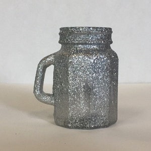 Silver Sparkle Glitter Magnetic Vase Container To Hold Bobby Pins Best Birthday Present Special Girl, Paper Clips, Make Up Brushes, Jar