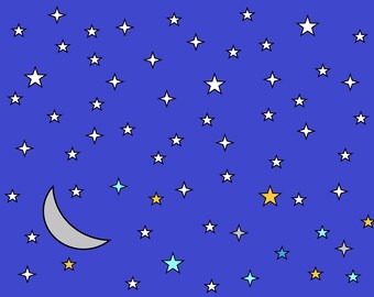Página para colorear celestial, Diseño abstracto, Imprimible, Coloración zen, Coloración tranquila, Página para colorear formas, Colorear para adultos ~ Luna y estrellas