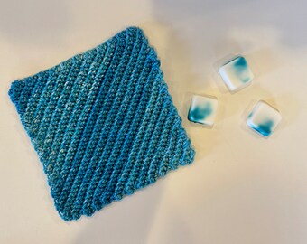 Washcloth & Soap Spa Set, Goat Milk Soap with Tea Tree Oil, Reusable Cotton Cloth, Bath Accessories, Gift for Her, Zero Waste, Eco-friendly