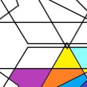 Puede incluir: Un dise&ntilde;o geom&eacute;trico con una variedad de formas de colores, incluyendo amarillo, naranja, rosa, azul, verde y morado. Las formas est&aacute;n dispuestas en un patr&oacute;n que crea una sensaci&oacute;n de movimiento y energ&iacute;a.