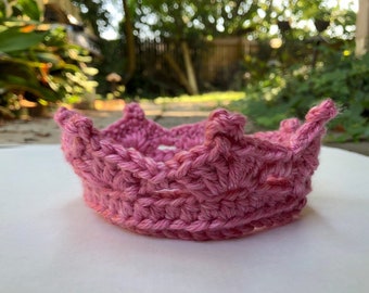Pink Crochet Crown Special Baby Infant Toddler Newborn, Baby Girl Photo Prop, Birthday Princess Crown, Fairy Tale Costume Dress Up
