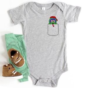 Phanatic Pocket Pal Baby Bodysuit | Mascot One Piece | Philadelphia Infant Creeper | Phillies Romper | Cute Baby Shower Gift