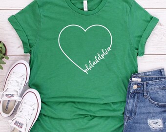 Chemise d'amour de Philadelphie | Débardeur | Sweat-shirt | Sweat à capuche | haut court | t-shirt mignon pour femmes Philly Heart | Cadeau de Noël City Pride