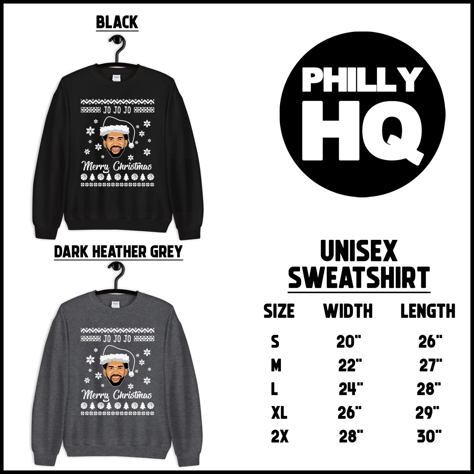 PhillyHQ Joel Embiid Ugly Christmas Sweater | 76ers Christmas Sweatshirt | Philadelphia Sixers Holiday Party Gift | Basketball Fan Xmas Gift