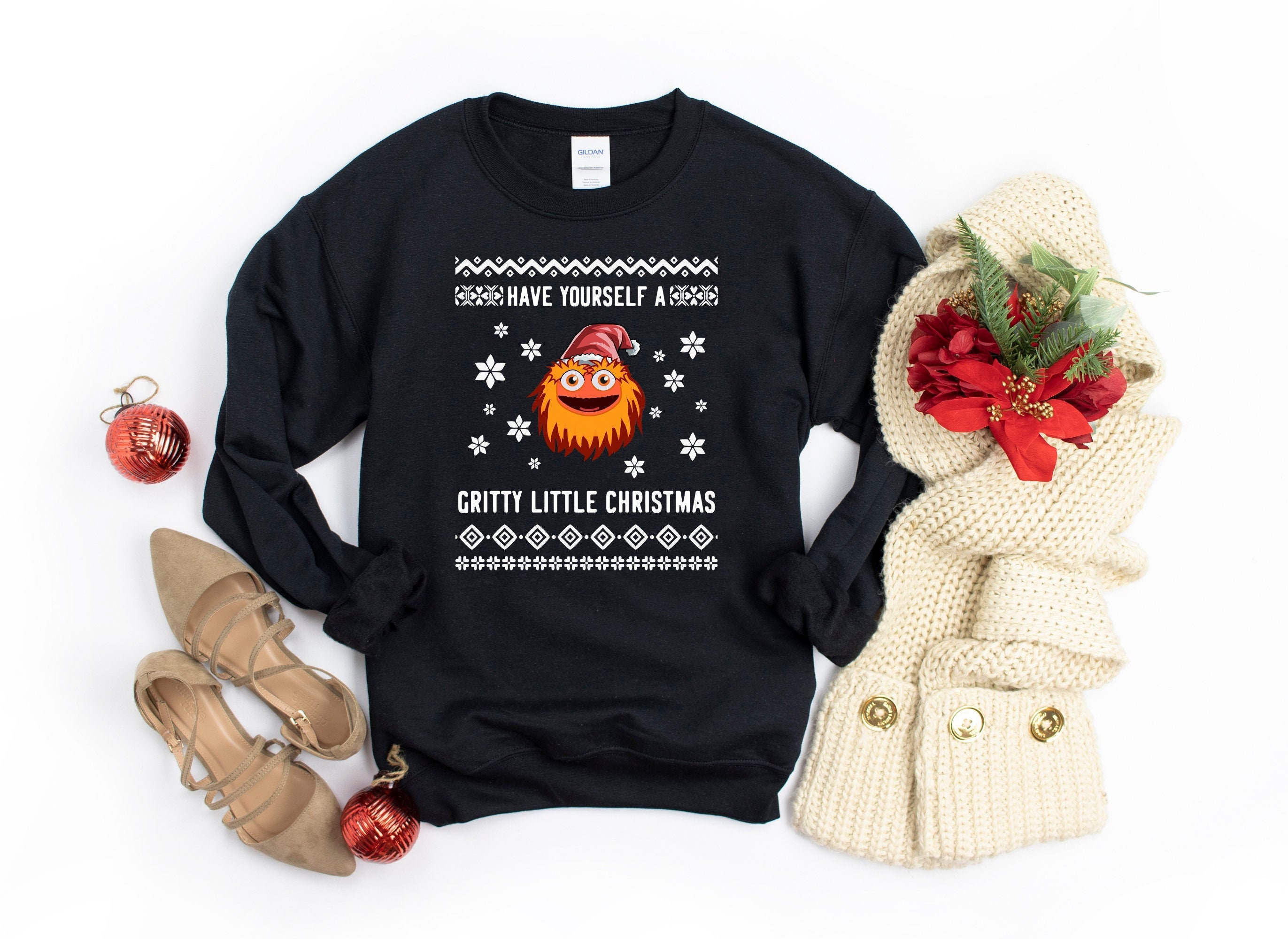 Gritty Ugly Christmas Sweater Style Sweatshirt Philadelphia Flyers Christmas Unisex Sweatshirt Holiday Pajamas Christmas Gift Etsy