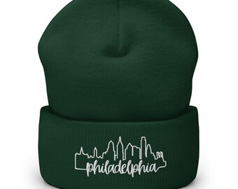 Bonnet d'hiver à revers Philadelphia Skyline | Cadeau de Noël de la fierté de Philadelphie