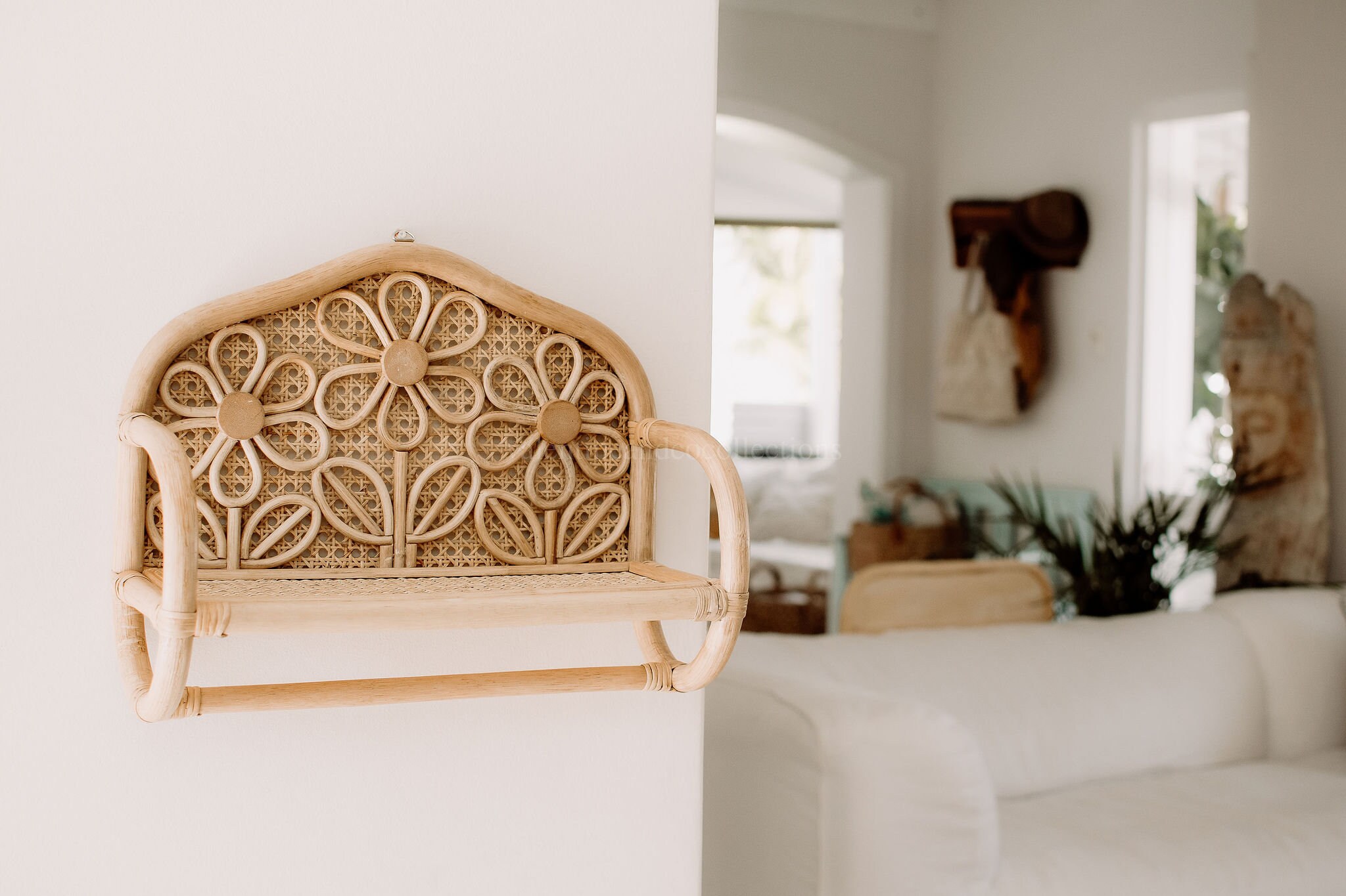 Daisy Rattan Wall Shelve Etsy