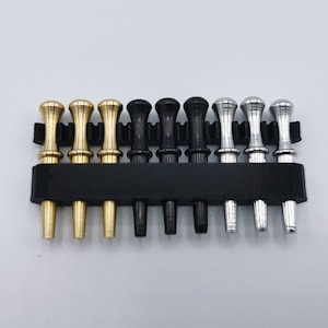 9 Metal cribbage pegs with custom holder