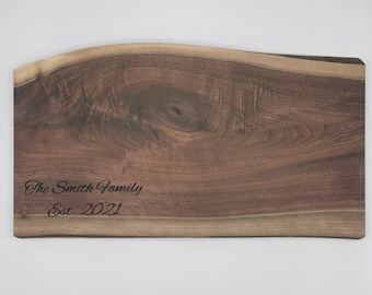 Live edge Canadian black walnut charcuterie board - Optional engraving available!