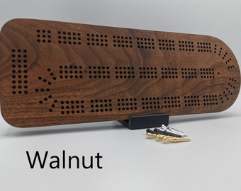 Premium hardwood cribbage board - Handmade 3 track lifetime wood board, optional engraving!