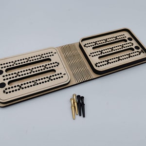Folding Travel Cribbage Board - Includes metal pegs