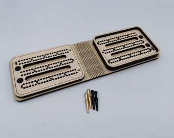 Folding Travel Cribbage Board - Includes metal pegs