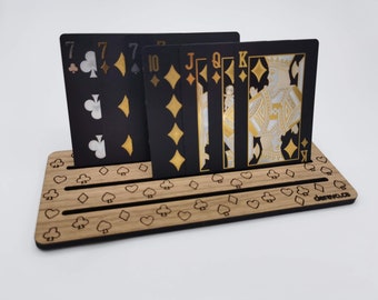 Wood playing card holder - Great for all kinds of card and board games! Slim, great for travel!