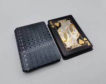 Luxuriöse schwarze Spielkarten - Wasserdichtes Spielkartendeck mit Gold- und Silberprägung