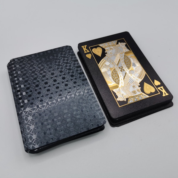Luxuriöse schwarze Spielkarten - Wasserdichtes Spielkartendeck mit Gold- und Silberprägung